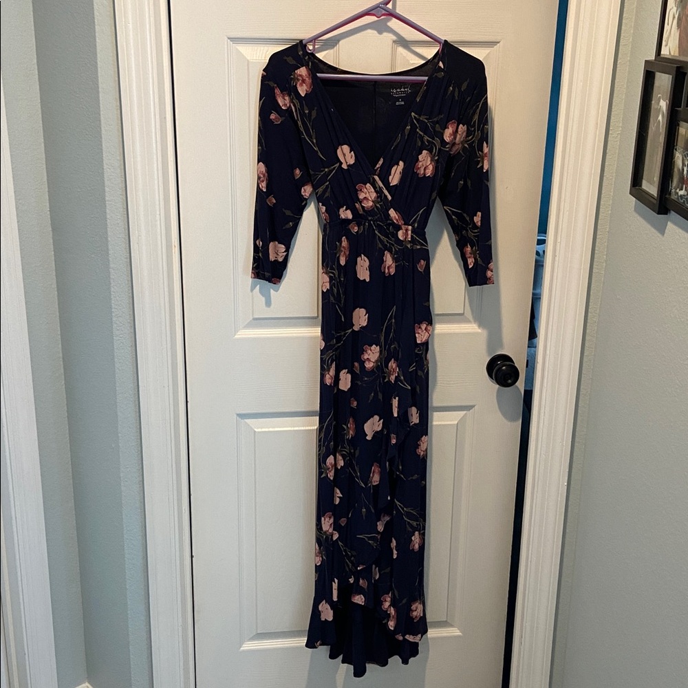 Maternity Floral Navy Maxi Dress